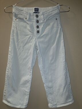GAP White Wide-Leg High-Rise Button-Fly Jeans